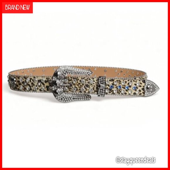 Extended Western Belt with Skull Buckle Rhinestone Embellished Unisex
